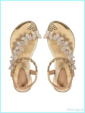 Rhinestone Slingback Flat Sandals Sparkly Slip On Dressy